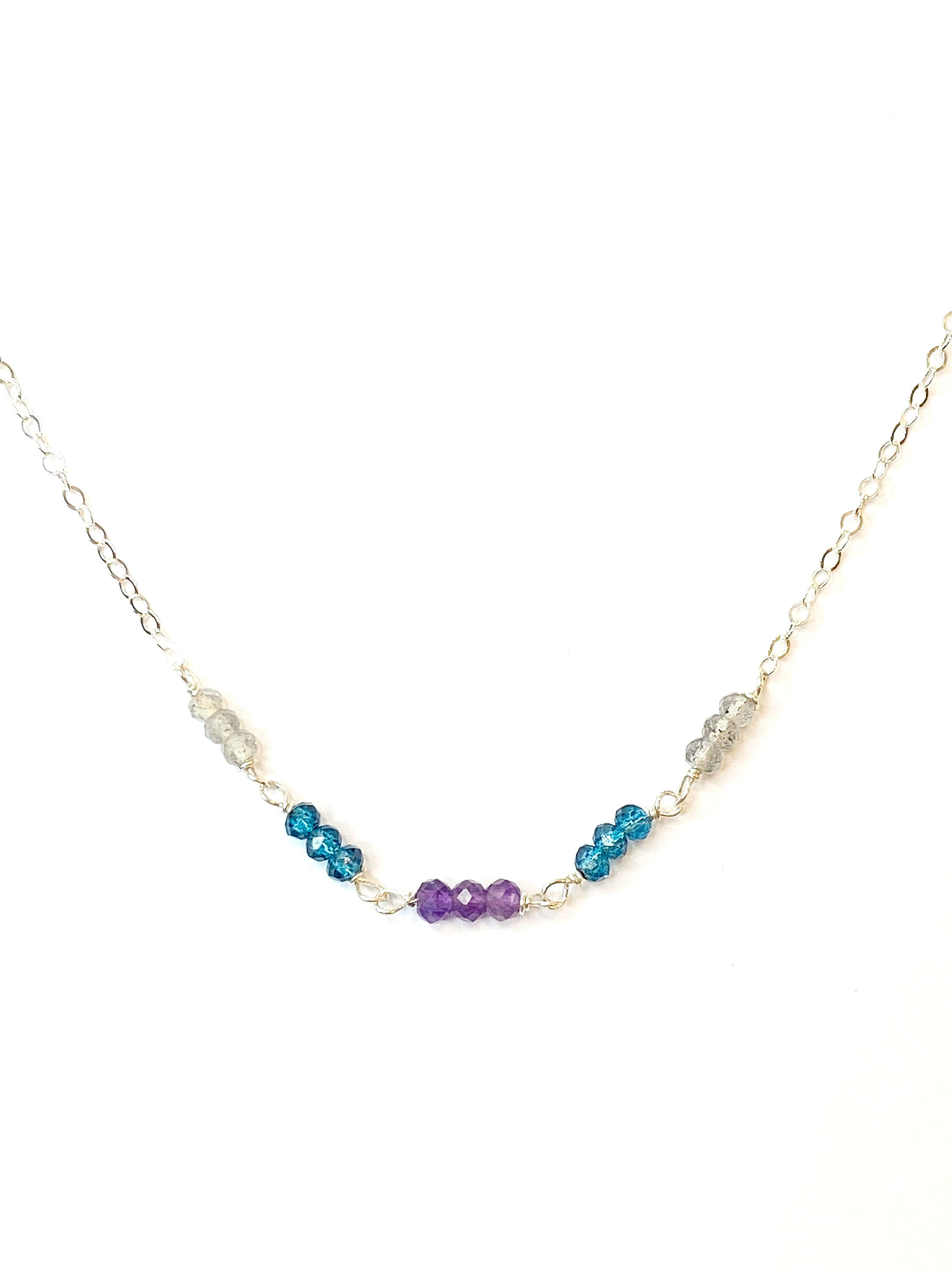 Amethyst, Quartz, and Labradorite on Sterling Silver