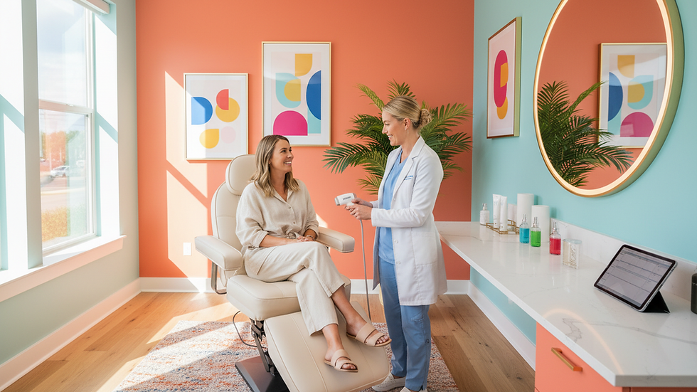 Eye-level view of a modern aesthetic clinic treatment room