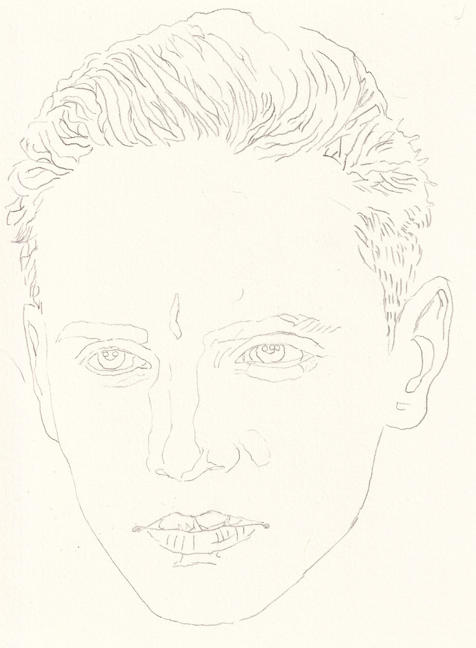 Unfinished Portrait of Hans No. 2 by Lavavoth Stuart, 2026. I traced another photo of Hans. This time, I could not execute beyond the tracing.