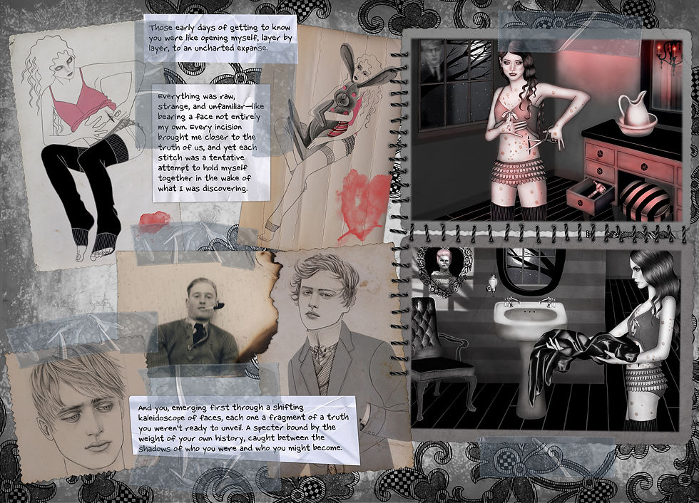 WIP. Page in Blind Love, artwork and design by Lavavoth