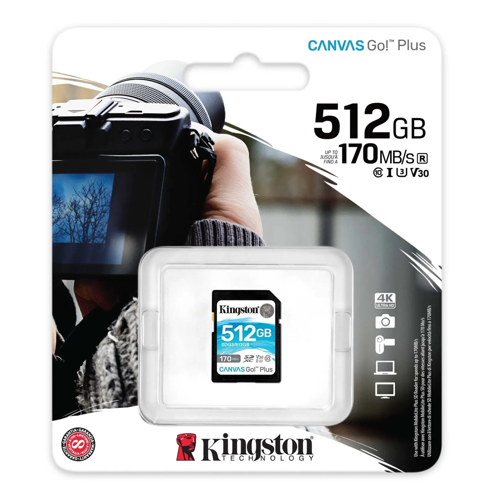 MEMORIA SD KINGSTON 512GB | 4K UHD | C10/V30 | 170MB/S