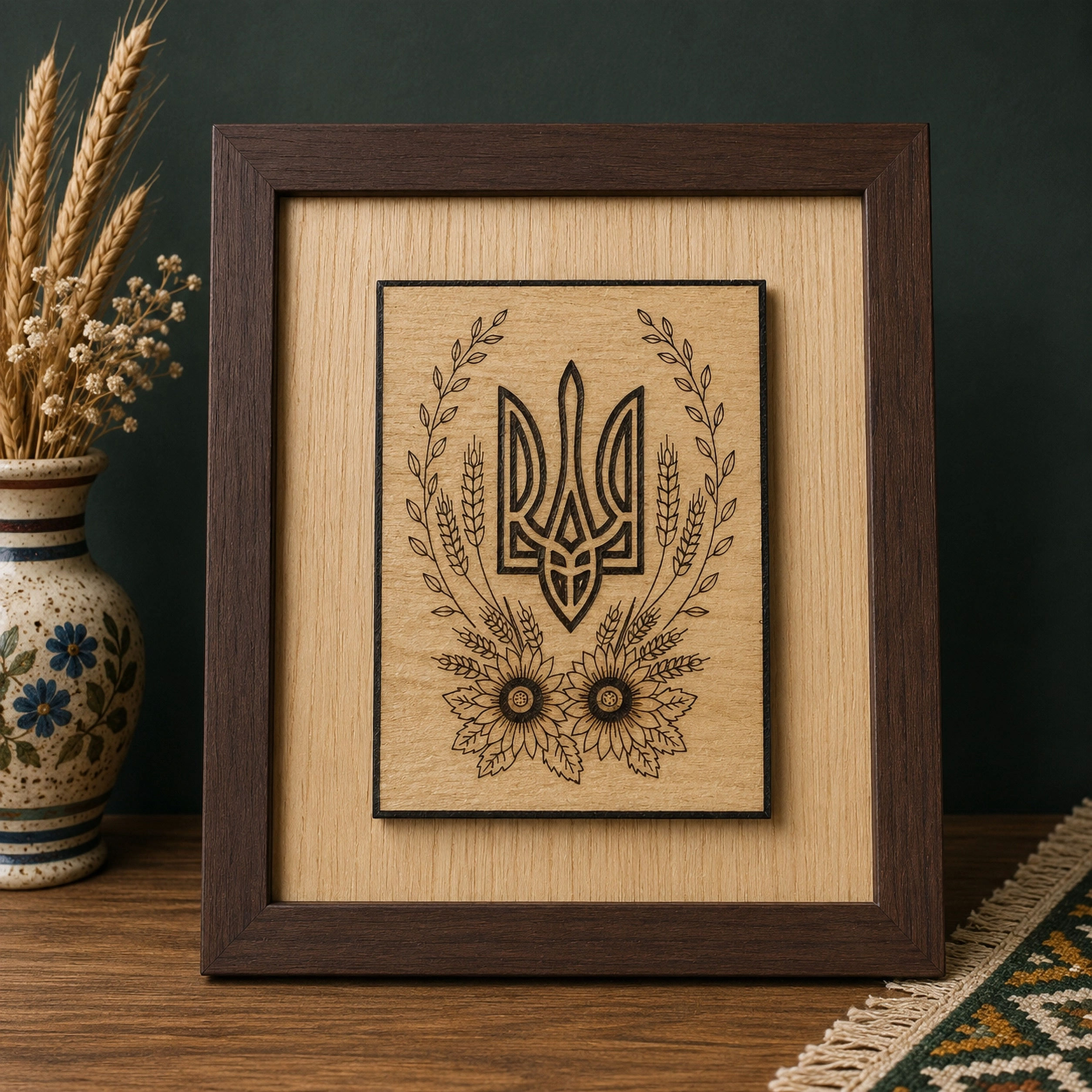 Ukrainian Tryzub Sunflower Heritage Decor