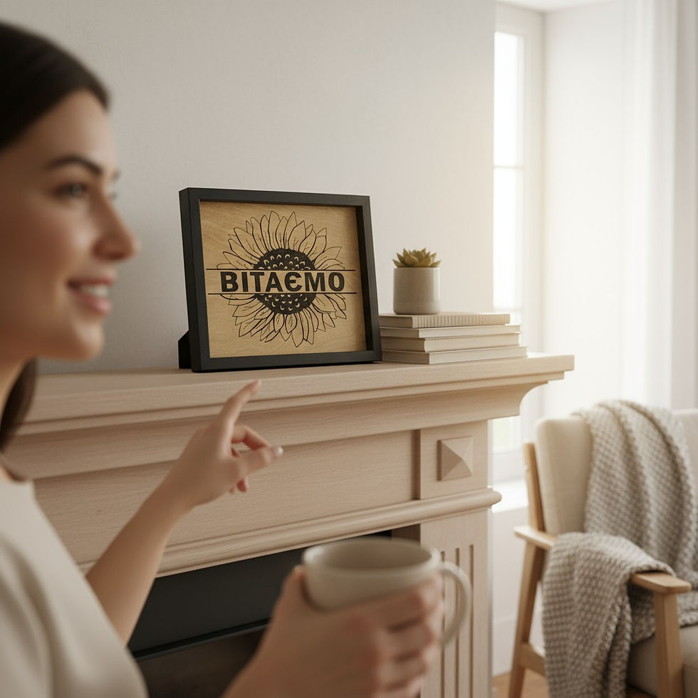 Thumbnail: Wood-burned sunflower sign with Ukrainian welcome word “Вітаємо” in a black frame, 8x10 wall décor.