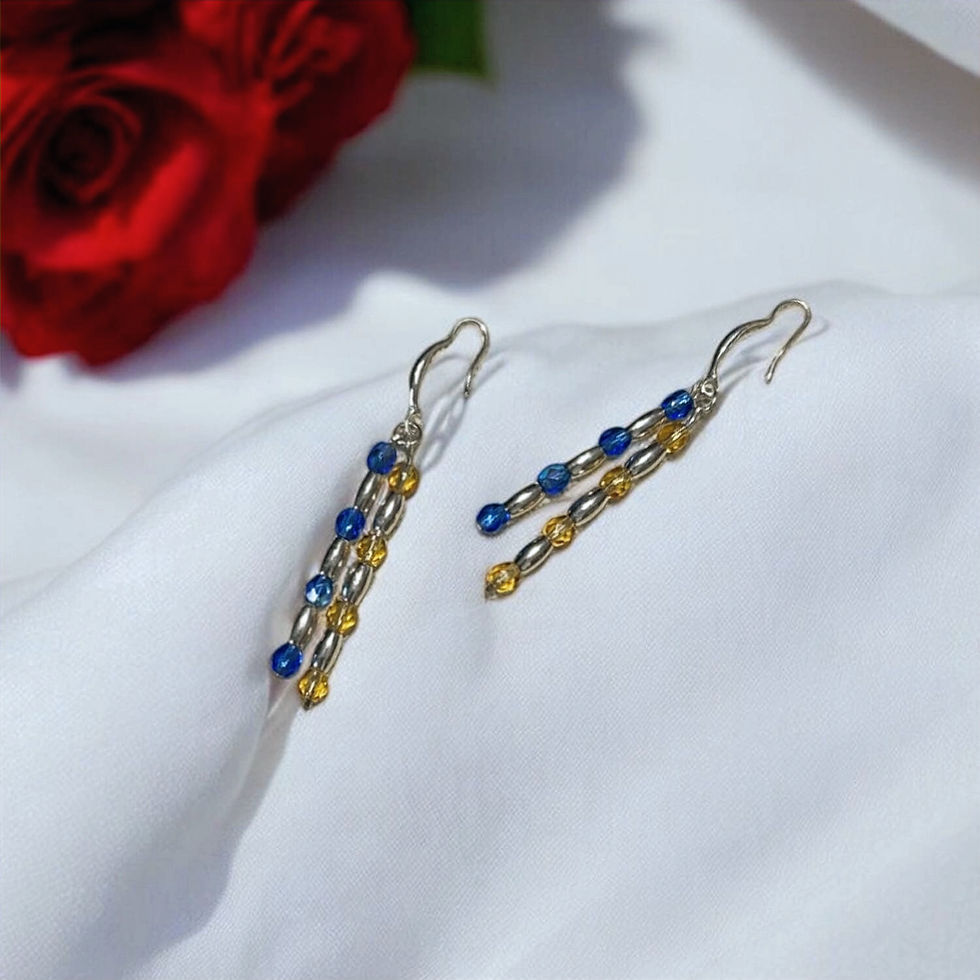Blue and Yellow Sterling Silver Earings