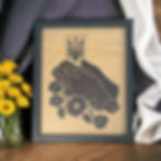 Handmade Ukrainian Tryzub hands wood-burned sign with flowers, 8x10 rustic birch wall art symbolizing hope and heritage.