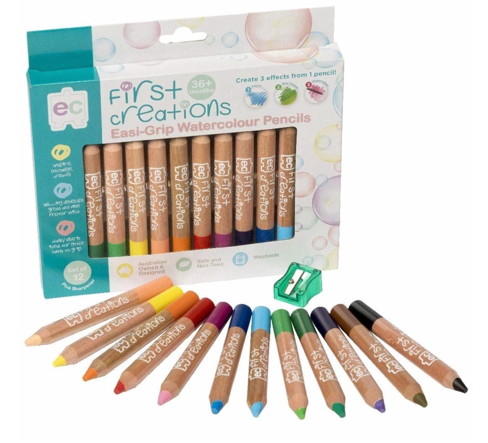 First Creations Easi-Grip Wooden Pencils 12 Pack