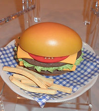 Novelty egg depicting a hamburger