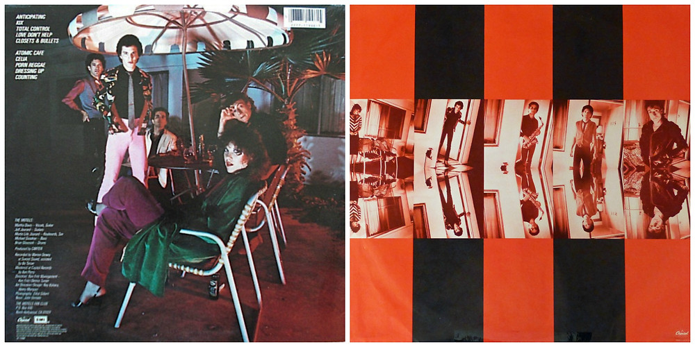 (Left) Back cover of The Motels - Motels (Capitol, 1979) and inner sleeve (right). Photography by Elliot Gilbert.