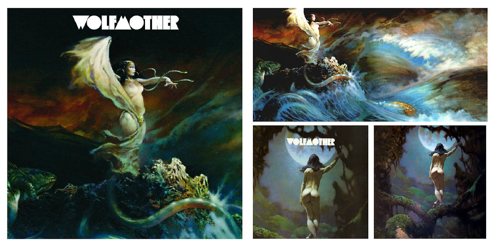 Wolfmother - Wolfmother (Modular, 2005) and "Woman" (2005). Cover art by Frank Frazetta.