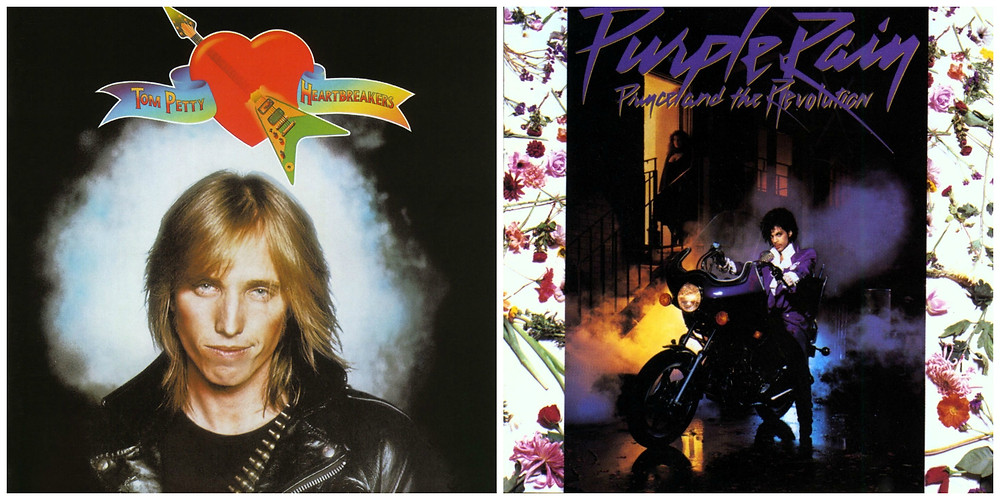 Vigon's Designs for Tom Petty and the Heartbreakers (Shelter, 1976) and Purple Rain (Warner Bros., 1984)