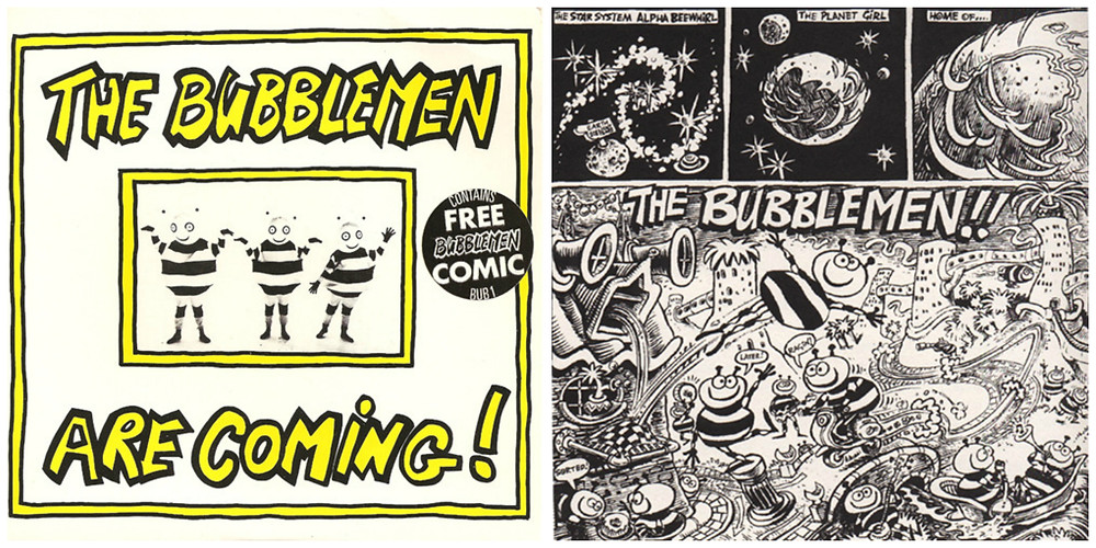 Cover art a comic excerpt from The Bubblemen Are Coming single.