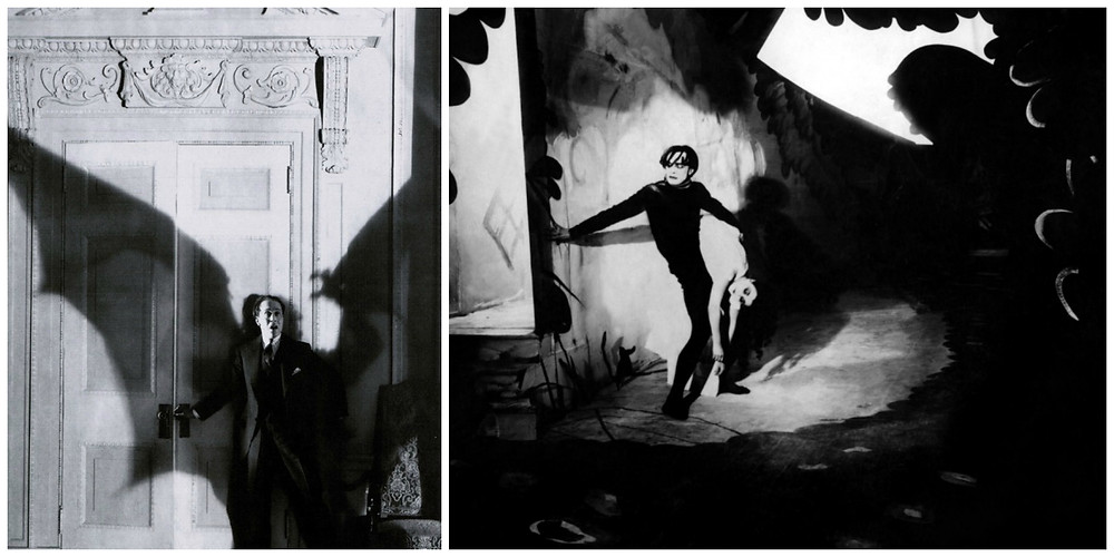 Stills from The Sorrows of Satan and The Cabinet of Dr. Caligari