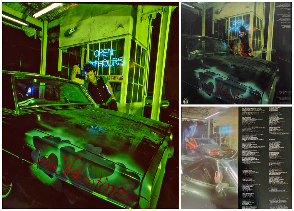 (Left) Outtake from Tom Waits - Blue Valentine (Asylum, 1976). Back cover and interior photos featuring Rickie Lee Jones (right). Photography by Elliot Gilbert.