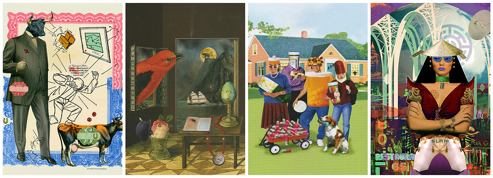 Commercial Illustration by Lou Beach (from left): Art & Auction, McGraw-Hill, Houghton-Mifflin and Wired