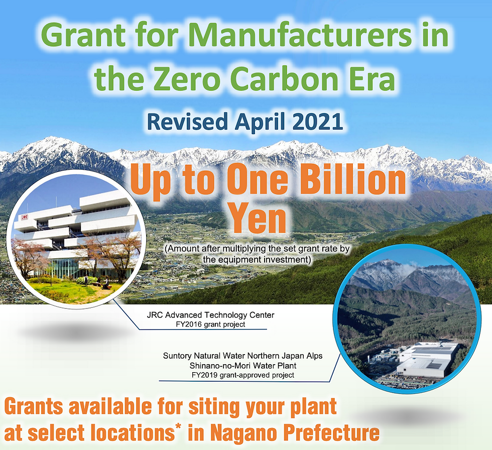 Invest Nagano Industrial Grant Offering.