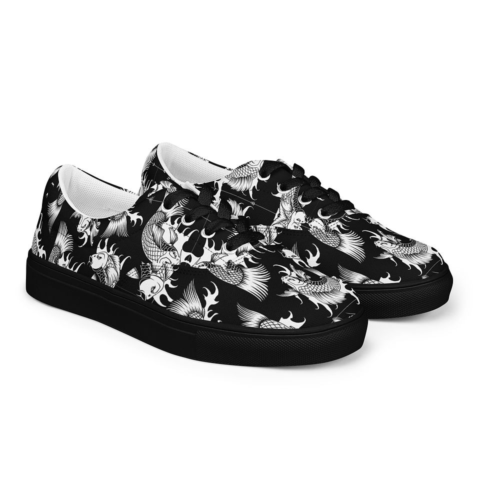 Thumbnail: Angry Koi Men’s lace-up canvas shoes