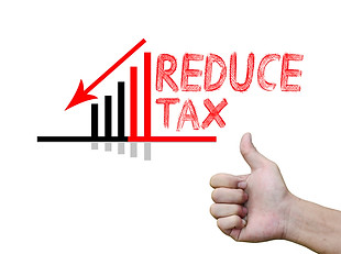 'Reduce Tax' and a hand with good sign isolated on white background.jpg