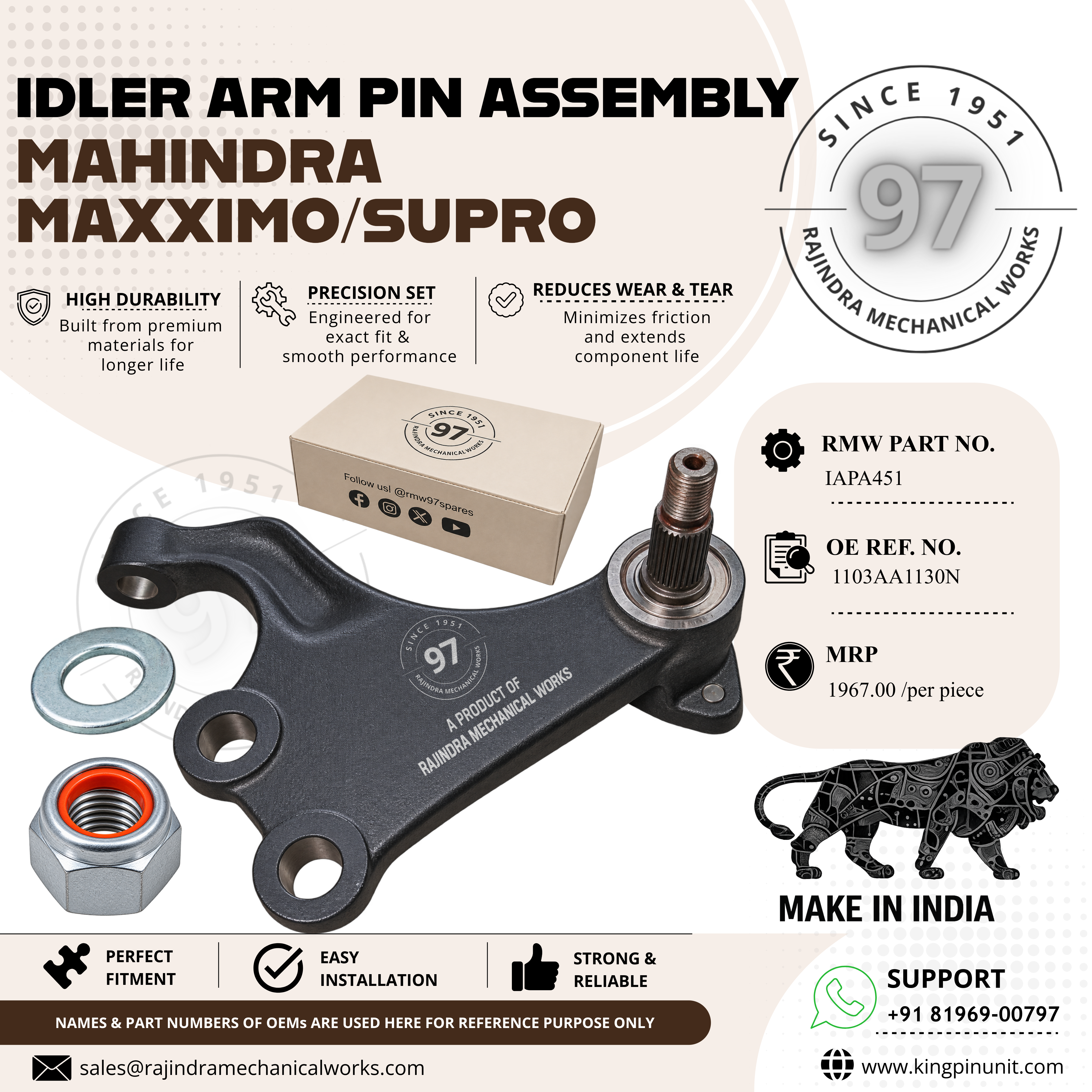 IDLER ARM PIN ASSEMBLY MAHINDRA MAXXIMO/SUPRO