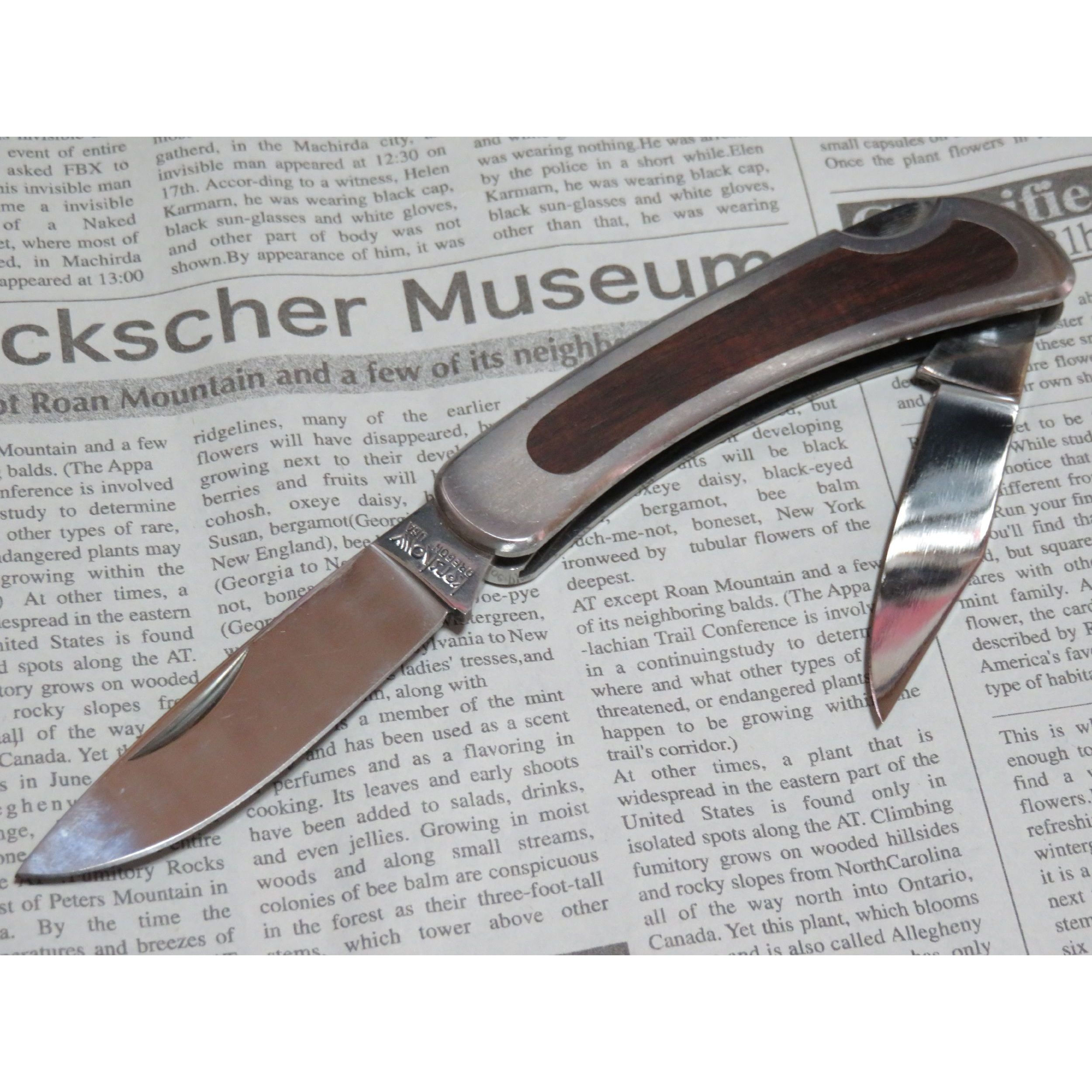 KERSHAW(関市モキナイフ製)カヌーナイフ@2丁だし,紫檀パネルのインレイ