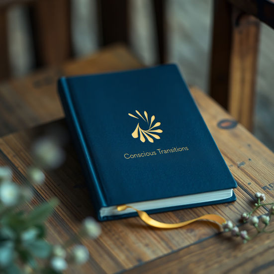 Conscious Transitions Conscious Transitions logo on hard book journal