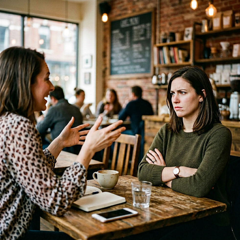 Woman looking uncomfortable during a high-pressure sales interaction illustrating unethical sales tactics