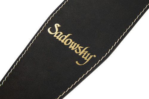 Sadowsky MetroLine 本革ベースストラップ 黒 Sadowsky MetroLine Genuine Leather Bass Strap Black/Gold
