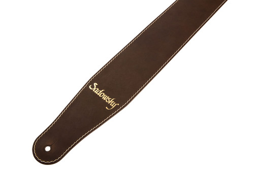 MetroLine Genuine Leather Bass Strap - Brown, Gold Embossing