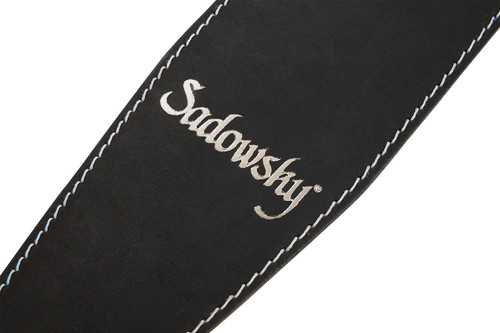 MetroLine Genuine Leather Bass Strap - Black, Silver