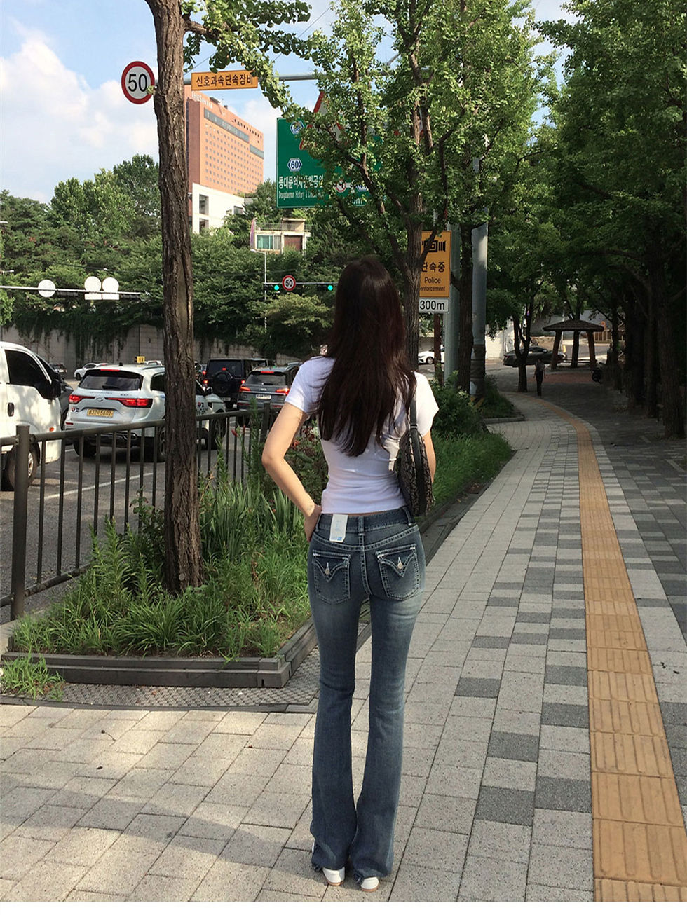 Miniatura: Calça jeans feminina gótica com estampa de cabeça de Buda, estilo anos 2000, 