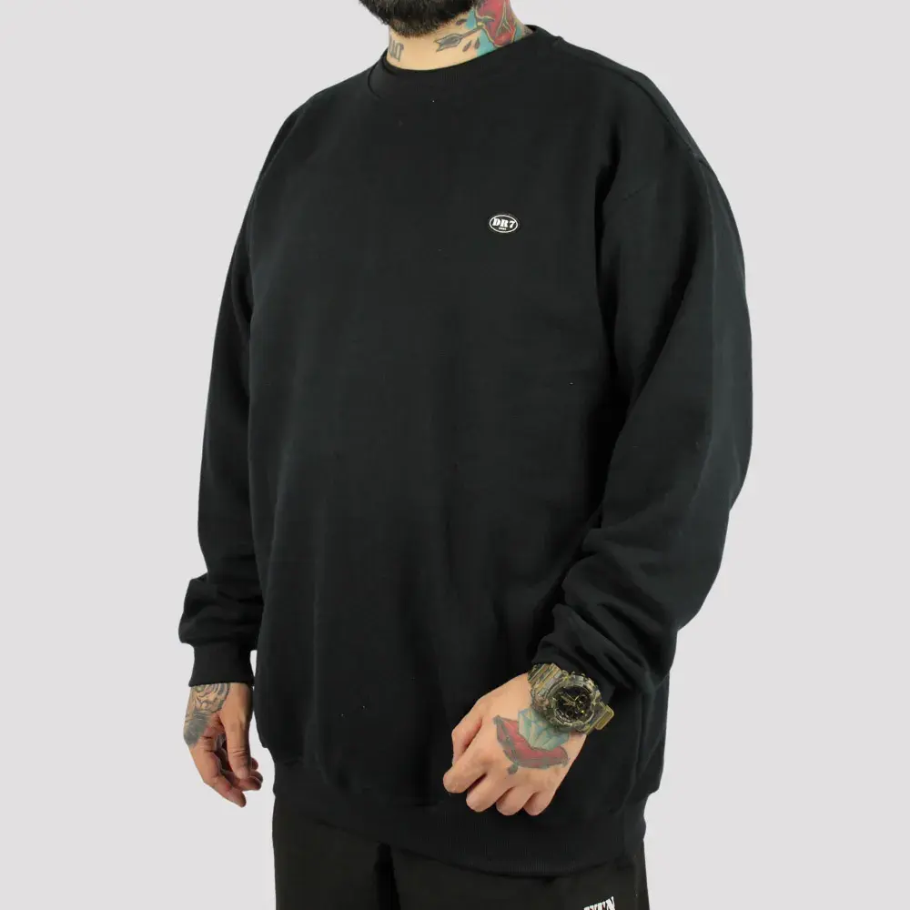 Moletom DR7 Street Careca Basic Logo Circle - Preto