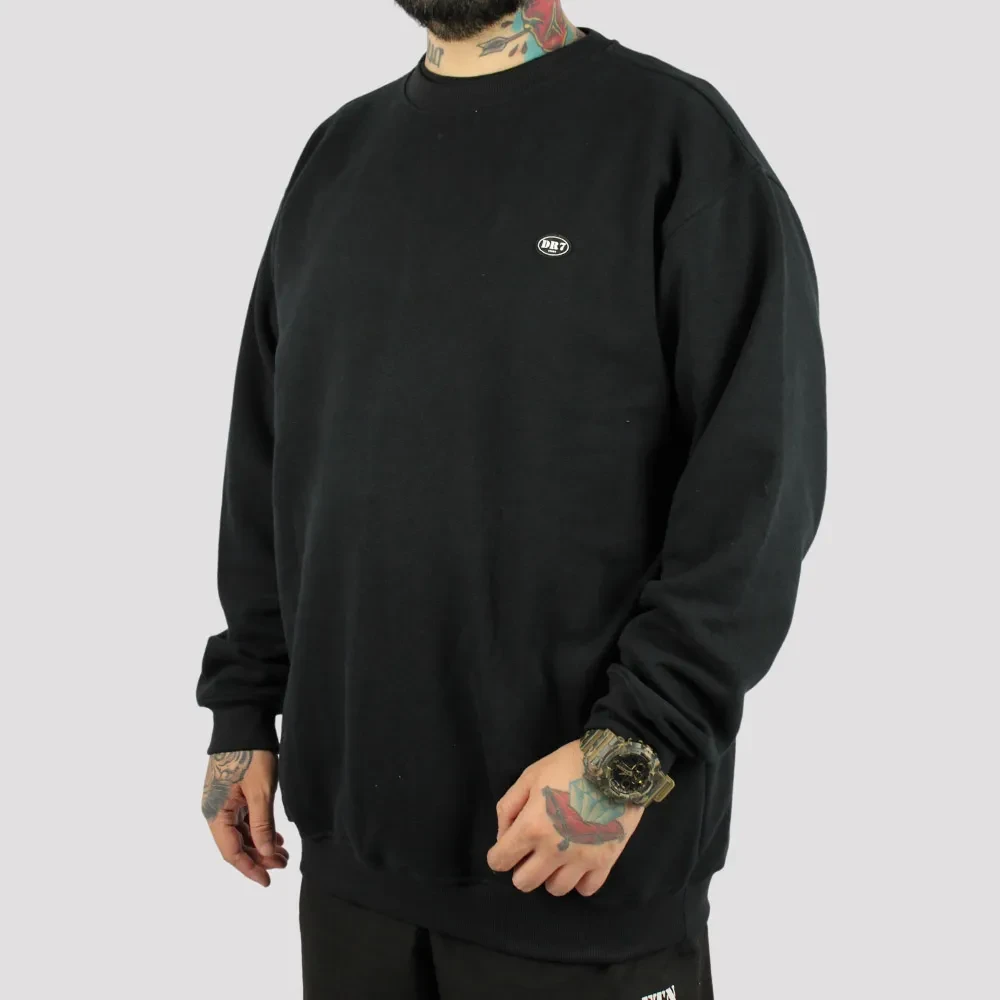 Moletom DR7 Street Careca Basic Logo Circle - Preto