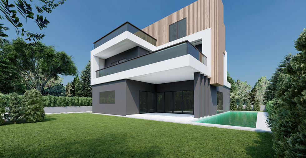 modern villa ahşap detaylı