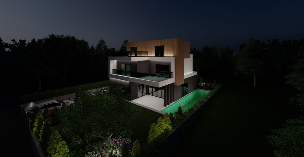 modern villa ahşap detaylı