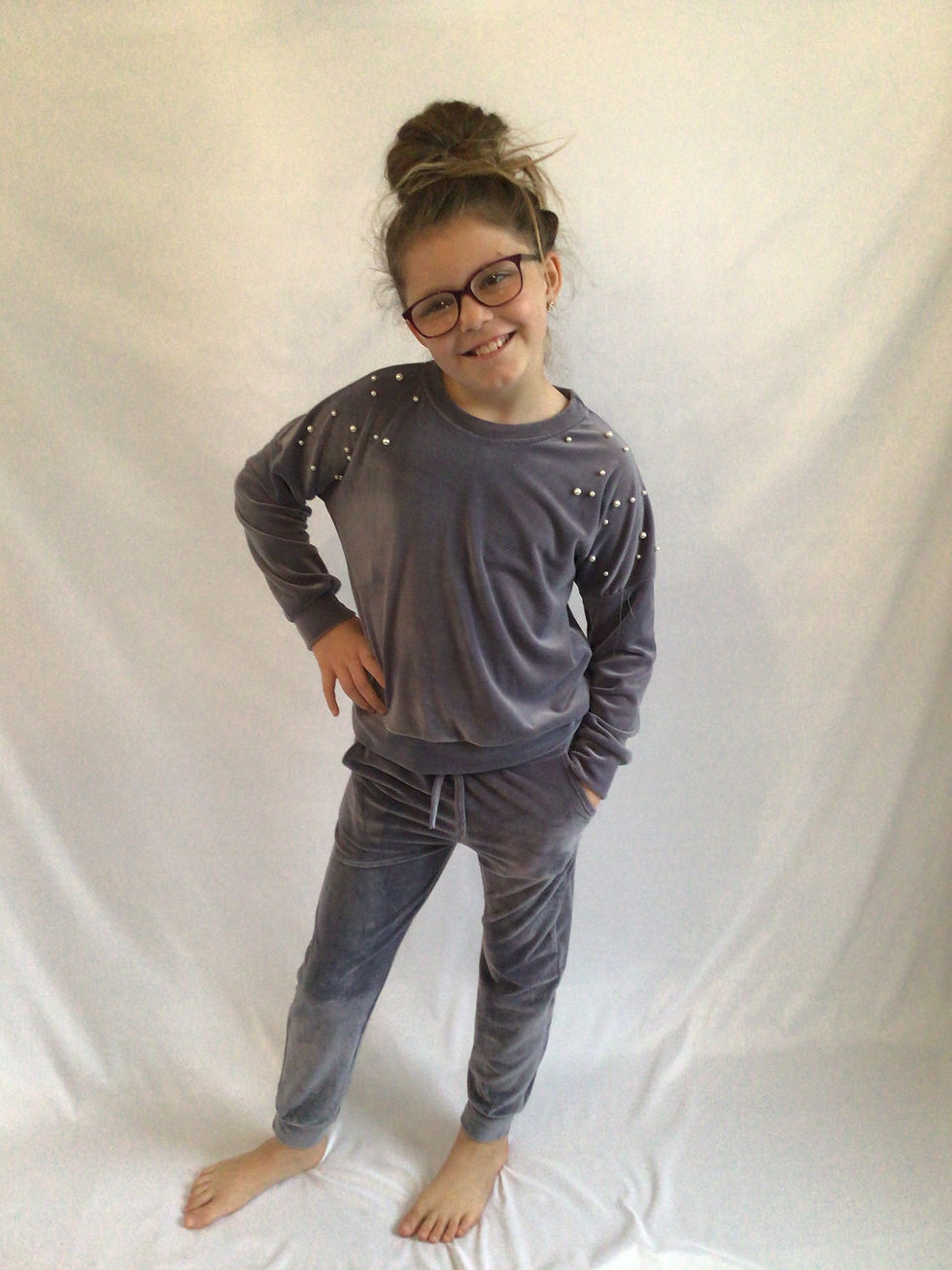 Velour pearl shoulder loungewear