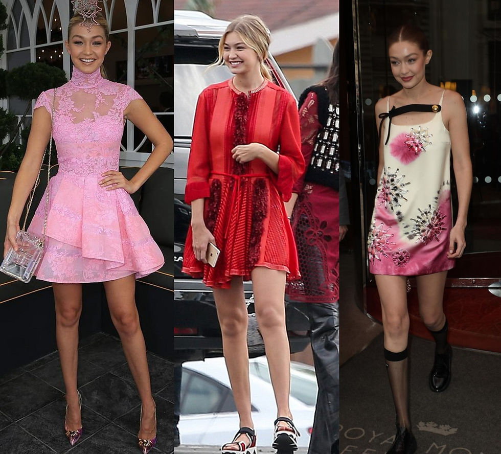 Kibbe Flamboyant Natural-Gigi Hadid: girly/ ingenue dresses
