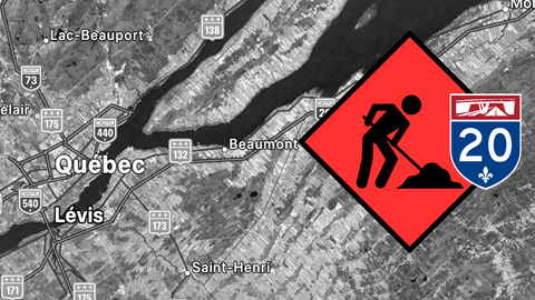 Reprise des travaux d’élargissement de l’autoroute 20 à Lévis