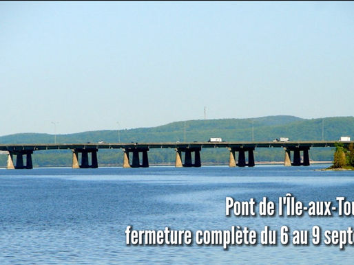 Pont de l’Île-aux-Tourtes : fermeture complète du 6 au 9 septembre