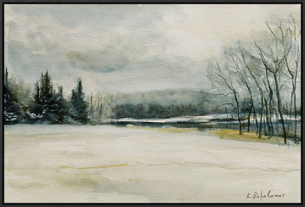 Canvas Print, Framed Black | WC-20 / Flat Bay Trees | K. Batalamas Art