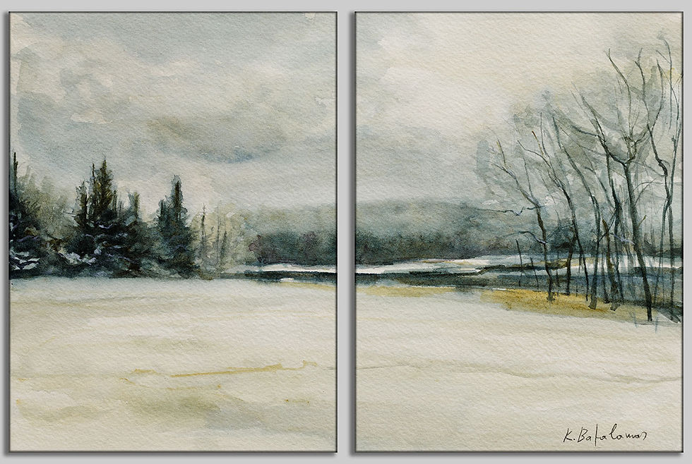 Thumbnail: Canvas Print, Multi Panel 2x1 | WC-20 / Flat Bay Trees | K. Batalamas Art