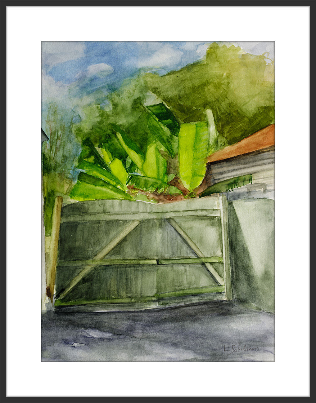 Original Watercolor Painting, Framed Black Matt | WC-02 1116 Modoc Ave. Ocean View | K. Batalamas Art