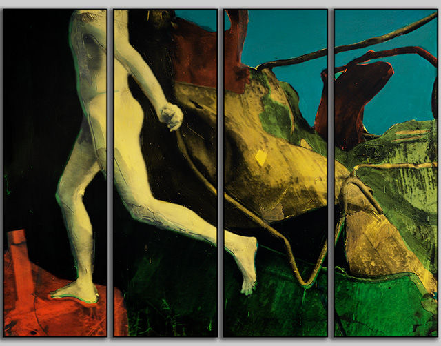 Thumbnail: Canvas Print, Multi Panel 4x1 | MX-13 Giannis in Train Yard, C | K. Batalamas Art