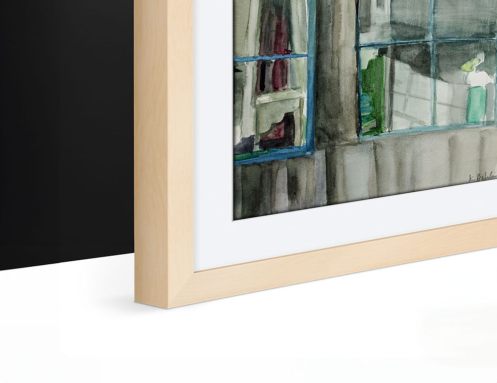 Thumbnail: Fine-Art Paper Print, Framed, Maple Natural, Side | WC-12 / RS Calson Boat Works Store | K. Batalamas Art