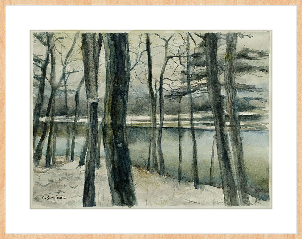 Thumbnail: Fine-Art Paper Print, Framed, Maple Natural, Border White, Front | WC-24 / High Tide | K. Batalamas Art