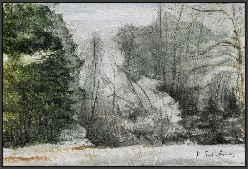 Winter Landscape in Maine, Canvas Print, Framed Black Matt | WC-41 / Untitled | K. Batalamas Art