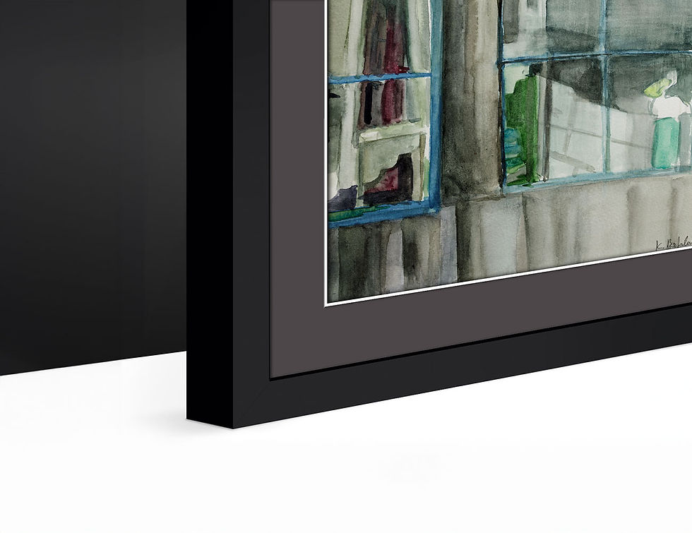 Thumbnail: Fine-Art Paper Print, Framed, Black, Border Gray Anthracyte, Side | WC-12 / RS Calson Boat Works Store | K. Batalamas Art