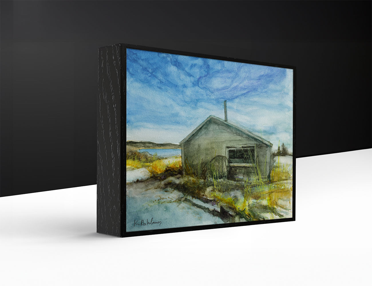 Art-Box, framed, horizontal Black Oak - Side | WC-13 / RS Calson Boat Works Store  | K. Batalamas Art