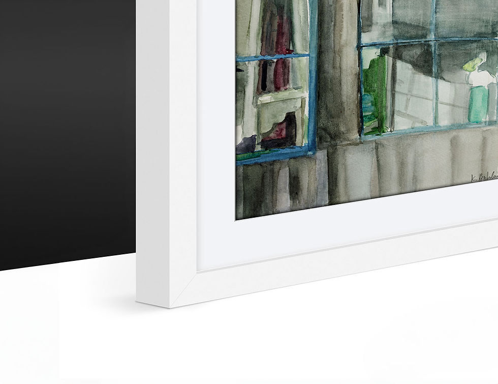 Thumbnail: Fine-Art Paper Print, Framed, White, Border White, Side | WC-12 / RS Calson Boat Works Store | K. Batalamas Art