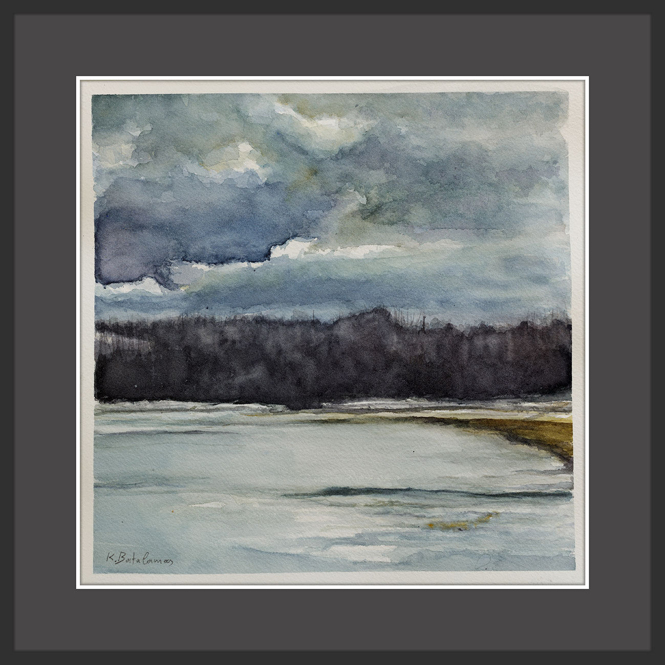 Fine-Art Paper Print, Framed, Black, Border Gray Anthracite, Front | WC-35 / Untitled | K. Batalamas Art