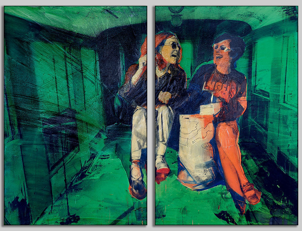 Thumbnail: Canvas Print, Multi Panel 2x1 | MX-24 / Nina Laughing  | K. Batalamas Art
