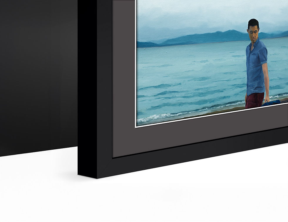 Thumbnail: Fine-Art Paper Print, Framed Black, Border Gray Anthracite, Side | OL-08 / Alvin | K. Batalamas Art